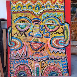 The Papuan masks (Acrylic painting)
