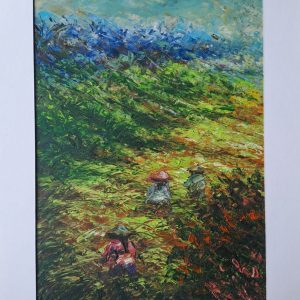 Hand-Painted Hillside Field Scene | 15 × 20 cm